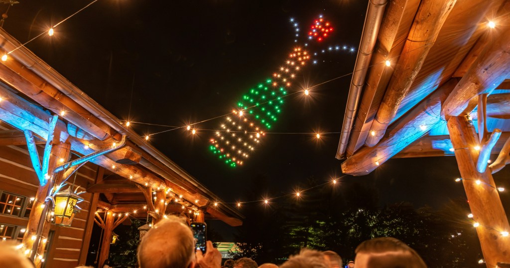 Drone Light Show Celebration Champagne Bottle