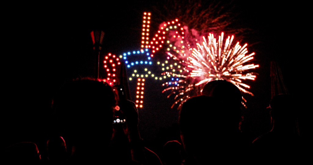 Drone Light Show Theme Park Carousel Fireworks